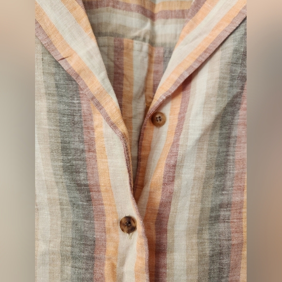 Lafayette 148 Wendell Skyscraper Striped Linen Shirt Sedona XS - Picture 6 of 7